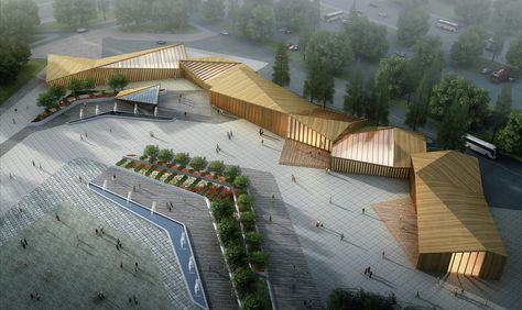 Gallery - 4th China Flower Expo Information Center / Lab Architecture Studio - 4 Lab Architecture, Architecture Center, Folding Architecture, Flower Gallery, Arch Model, Roof Architecture, Architecture Studio, Information Center, Architecture Rendering