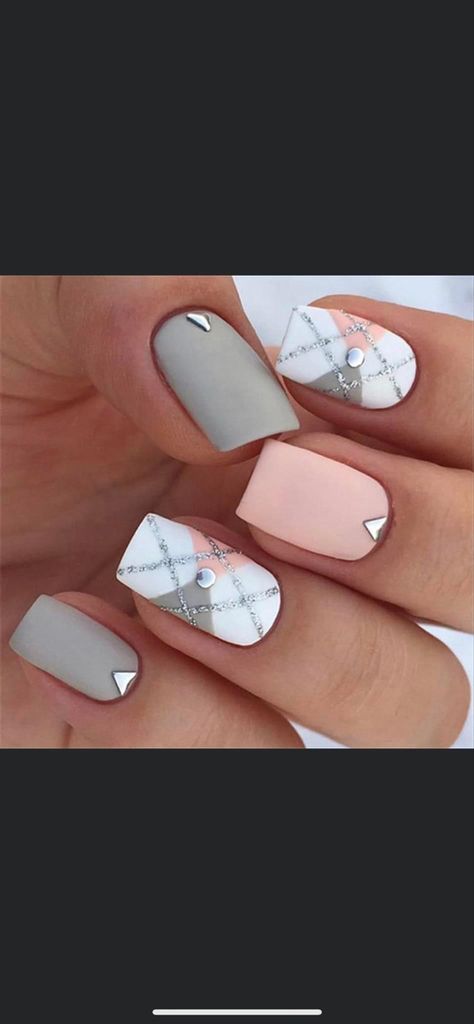 Short Matte Nails, Pink Grey Nails, Plaid Nail Designs, Lily Nails, Pink White Nails, Grey Nail Designs, April Nails, Nail Art For Beginners, Subtle Nails