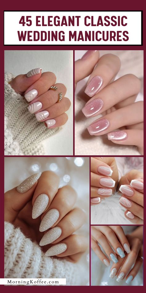 Minimalist wedding nail designs that will be incredibly flattering to your overall look. Best wedding nails to get inspired this 2024. best wedding nail ideas, best bridal nails 2024, trendy wedding nail designs, classic bridal nails inspo. Nails For Formal Wedding, Bride Nails Beach Wedding, Simple Wedding Nails For Bride Gel, Bridal Nails Acrylic, Winter Wedding Nails Bridesmaid, Indian Bridal Nails Designs Brides, Simple Wedding Nails For Bride Short, Indian Wedding Nail Art Designs, Classic Bridal Nails