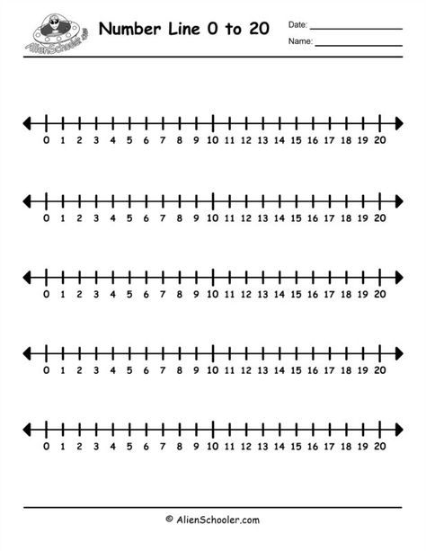 Free Printable Number Line to 20 PDF | Alien Schooler Free Printable Number Line, Number Line To 20, Large Printable Numbers, Printable Number Line, Free Printable Numbers, Number Formation, Number Flashcards, Number Lines, Lettering Download