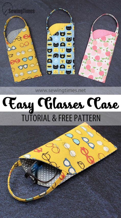 How To Sew Eyeglass Case, Glasses Pouch Diy, Glass Cases Pattern, Sunglasses Case Sewing Pattern, Eye Glass Case Pattern, Sew Glasses Case, Glasses Case Sewing Pattern, Diy Sunglasses Case, Sunglass Case Pattern