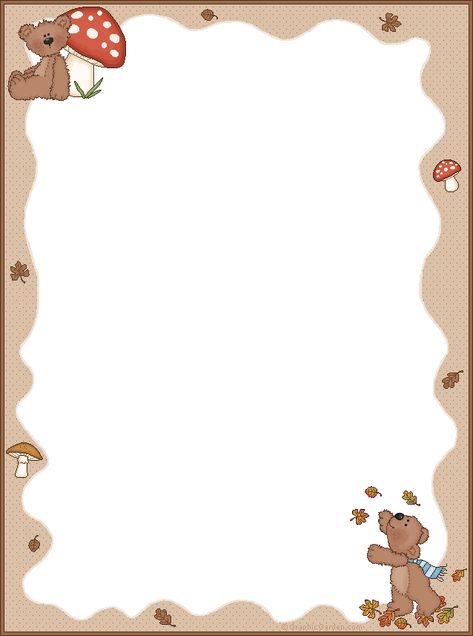 Bears & Mushroom Border Envelope Template Printable, Memo Pad Design, Education Poster Design, Colorful Borders Design, Writing Paper Printable Stationery, Free Printable Stationery, Certificate Design Template, Family Flowers, Paper Background Design