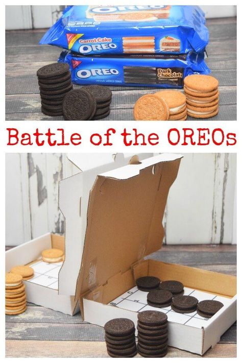 #ad We are battling it out with our Battle of the OREOs game to see which of the new OREO flavors comes out on top! This fun OREO game is great to play during a snowy or rainy day when you can't get outside to play. #OREOatWalmart #IC #kidsactivities #fungames #rainyday Oreo Crafts For Preschool, Oreo Themed Party Birthday Ideas, Oreo Game, Oreo Challenge, Cookie Activities, Oreo Party, Indoor Recess Games, Chocolate Carrot Cake, Oreo Cookie Flavors