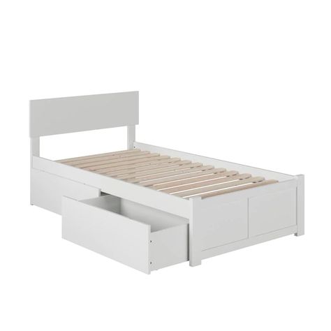 White Twin Bed Frame With Storage, Twin Size Bed With Drawers, Trundle Bed With Drawers, White Bed Frame Twin Size, Bed Frames Twin Size, White Bed With Drawers, Cute Bed Frames Twin, White Bed Frame Twin, Twin Bed With Storage Underneath