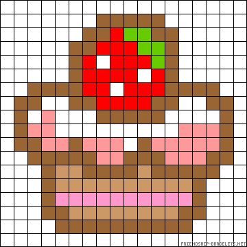 Strawberry cupcake perler bead pattern Strawberry Cupcake, Easy Pixel Art, Pixel Art Templates, Perler Bead Templates, Diy Perler Bead Crafts, Pixel Drawing, Pixel Art Grid, Pix Art, Graph Paper Art