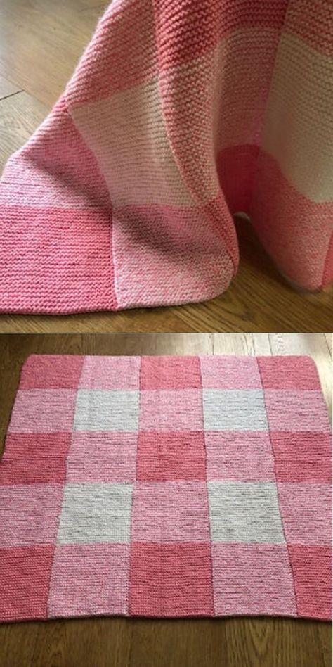 Gingham Blanket Knitting Pattern, Knitted Blanket Squares Free, Patchwork Knit Blanket, Knit Gingham Blanket Pattern, Gingham Knit Blanket, Knitted Block Blanket, Knitting Patterns Free Blanket Patchwork, Knitting Patchwork Blanket, Knit Blanket Squares