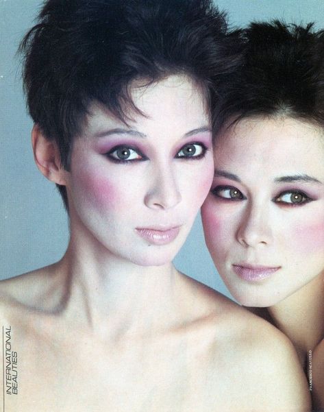 Adelle Lutz & Tina Chow for Shiseido by Francesco Scavullo,1979 Way Bandy, Tina Chow, 1980s Makeup, Francesco Scavullo, 80s Makeup, People Faces, Chinese Hairstyle, Kids Makeup, Makeup Blog