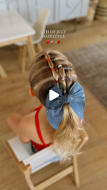 Camilla Thurman on Instagram: "4th of July hairstyles have begun 👏🏼🇺🇸❤️✨🧨 And GET READY because we have a lot coming your way. I honestly couldn’t control myself! I am stopping myself at 10 🙃 It’s my favorite holiday to begin with and it’s the best excuse to have cute & fun hair!   Comment HAIR and I will send you a DM to shop these cute 4th of July hair accessories needed to create this same look and this red tank top!   Tag me when you give this a try!  Would also be so cute with other cute colored elastics for everyday.   Inspo from @hairystylesforkids   #girlshair #4thofjuly #4thofjuly🇺🇸🇺🇸 #4thofjulyhair #redwhite #redwhiteandblue #redwhiteandbluehair #colorfulelastics #girlshairstyles #girlshairstyles #girlshairideas #fourthofjuly #fourthofjuly🇺🇸 #fourthofjulyoutfit #fourt Fourth Of July Kids Hairstyles, Fourth Of July Hairstyles, Patriotic Hairstyles, 4th Of July Hairstyles, July Hairstyles, 4th Of July Hair, Hello Wallpaper, Red Tank Top, Good Excuses