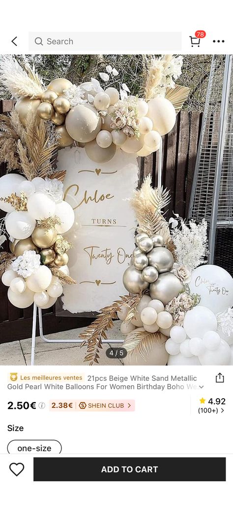 21st Birthday Boho Theme, Gold And Cream Birthday Party Decor, Gold Silver White Birthday Decor, 70th Birthday Color Theme, 50th Birthday White And Gold, White And Gold Bday Decor, Neutral Birthday Party Themes For Women, Elegant Birthday Decorations For Women, 70th Birthday Decorations For Women