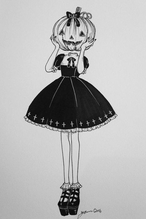 Pumpkin Girl, Pumpkin Drawing, Pumpkin Illustration, White Drawing, Halloween Drawings, Art Halloween, Arte Inspo, Creepy Art, Black And White Drawing