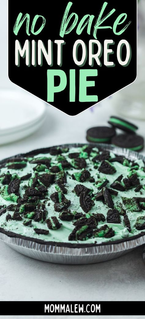 mint oreo pie Oreo Pie Recipe, Mint Desserts, Oreo Filling, Oreo Pie, Dessert Pie Recipes, Green Desserts, Mint Oreo, Easy Pie Recipes, Mint Recipes