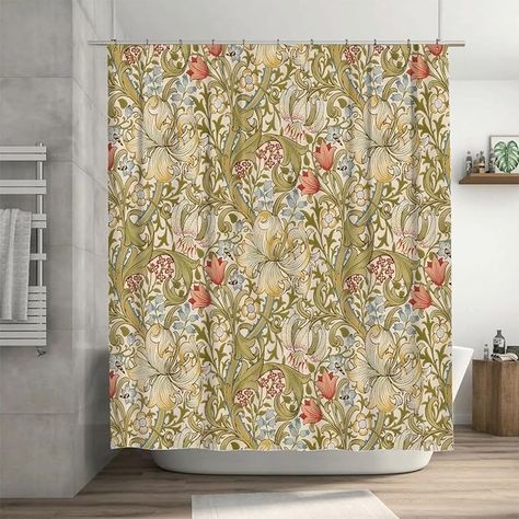 Amazon.com: Ansouyi William Morris Shower Curtain Set with 12 Hooks, Bath Curtains Waterproof Polyester Fabric, Lily Art Nouveau Floral Home Bathroom Bathtubs Decor Washable Durable Fabric, 72" Wx72 L : Home & Kitchen Lily Art Nouveau, Bathroom Shades, Small Kitchen Appliance Storage, Kitchen Appliance Storage, Lily Art, Electronic Gift Ideas, Bathtub Decor, Appliances Storage, Art Nouveau Floral