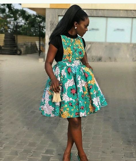 Ankara Dress Styles For Teenagers, Ankara Styles For Teenage Girl, Kaba Styles, Pinafore Dress Pattern, Teenage Dress, African Print Jumpsuit, African Bridal Dress, Kitenge Fashion, Ankara Dress Designs