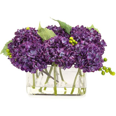 John-Richard Purple Beauty Botanical (£230) ❤ liked on Polyvore featuring home, home decor, floral decor, flowers, plants, decor, floral, fillers, glass wall shelf and floral centerpieces Purple Hydrangea Centerpieces, Purple Flower Centerpieces, Artificial Floral Centerpieces, Artificial Flower Centerpieces, Purple Centerpieces, Deco Accessories, White Flower Arrangements, Purple Home Decor, Glass Vase Decor