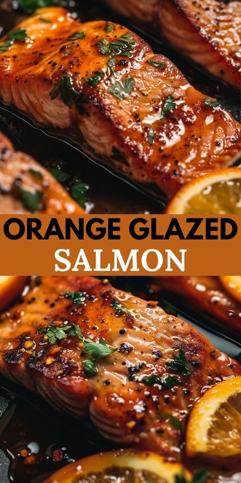 This Orange Glazed Salmon recipe combines rich, buttery salmon with a citrusy glaze that creates a harmony of flavors that’s hard to beat!  You'll love how the sweetness from the orange balances perfectly with the fish!  Plus it's quick & easy to whip up at home! Enjoy. Orange Glazed Salmon, Salmon Recipes Baked Healthy, Salmon Glaze Recipes, Tuna Steak, Grilled Salmon Recipes, Fish Dinner Recipes, Easy Salmon Recipes, Fish Recipes Healthy, Baked Salmon Recipes