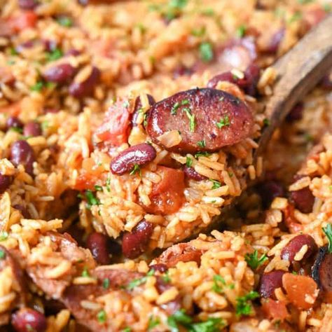 Cajun Rice And Beans, Sausage And Orzo, Sausage Beans, Cajun Rice, Cajun Sausage, Sausage Rice, Spicy Grilled Chicken, Rice And Beans, One Pot Dinners