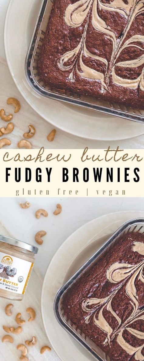 Recipes With Cashew Butter, Cashew Butter Dessert, Vegan Jam, Cashew Butter Recipe, Gf Brownies, Cacao Benefits, Vegan Oil Free, Homemade Brownie, Dessert Squares