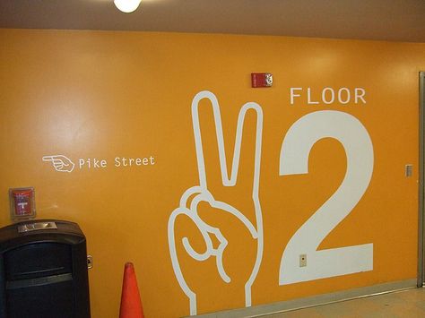 Seattle Parking Garage Graphics - Floor 2 Floor Signage, Lobby Ideas, Park Signage, Wayfinding Signs, Wayfinding Design, Graphic Design Collection, Signage System, Environmental Graphic Design, Wayfinding Signage