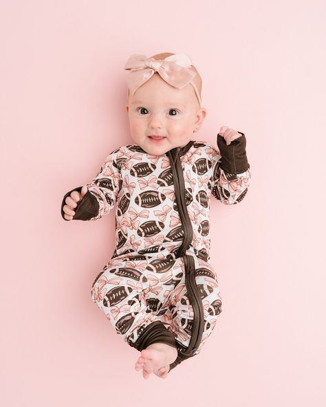 Bows & Touchdown Bamboo 🏈🎀 Available in sleepers, long-sleeve sets, sleep gowns, & blankets🩷 www.littleoneshop.com Sleep Gown, Blankets, Sleep, Long Sleeve, Quick Saves