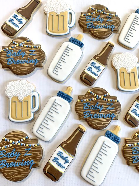 https://flic.kr/p/2jmDdK3 | Baby Brewing Baby Shower cookies Pregger Kegger Decorations, Diaper Party Decorations, Dad Baby Shower Ideas, Diaper Party Ideas, Huggies And Chuggies Party, Pregger Kegger Cookies, Baby Brewing Shower Ideas, Diaper Keg Party Ideas, A Baby Is Brewing Cookies