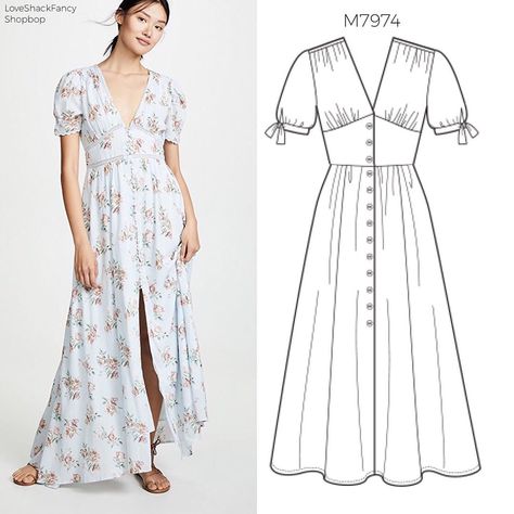 #SewTheLook with another e.fall #mccalls #m7974 #sewingpattern. Inspo pic is from shopbop, LoveShackFancy. To #getthelook of the inspo… Dress Patterns Sewing, Sewing Simple, Casual Dress Patterns, Simple Fashion Outfits, Patterns Sewing, Diy Fashion Clothing, Diy Sewing Clothes, Fashion Design Sketches, Dress Sewing Patterns