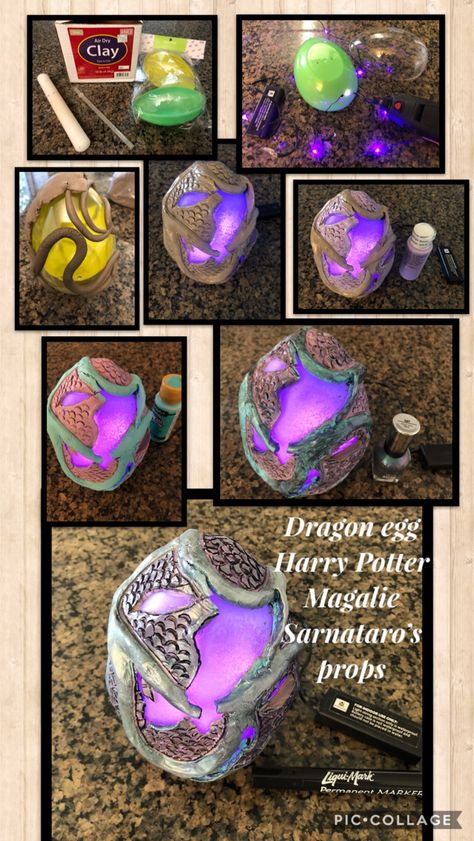 Dragon Egg Harry Potter Diy, Diy Dragon Crafts, Diy Dragon Decor, Dragon Eggs Diy, Fantasy Diy Crafts, Diy Dragon Eggs, Dragon Egg Diy, Dragon Egg Craft, Fantasy Diy