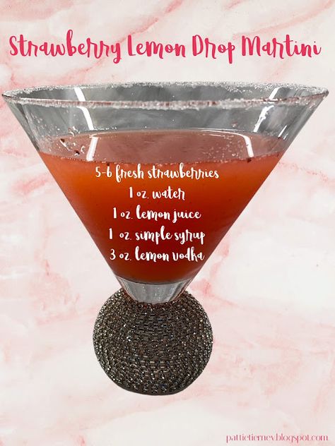 Strawberry Lemon Drop Recipe, Strawberry Hennessy Lemon Drop, Hennessy Lemon Drop, Strawberry Martini Recipe, Strawberry Lemon Drop Martini, Strawberry Lemon Drop, Strawberry Hennessy, Lemon Drop Drink, Lemon Drop Recipe