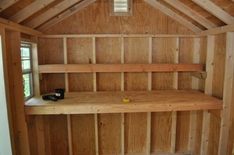 19 Ideas and Plans on How to Build Shed Storage Shelves How To Build Shed, Shed Storage Shelves, Build Shed, Shed Shelving, Diy Storage Shed Plans, Storage Shed Organization, Clutter Solutions, Wood Shed Plans, Modern Shed