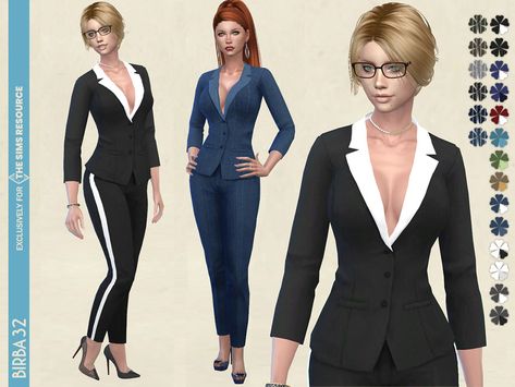 Sims 4 Business, Businesswoman Outfit, Sims 4 Cc Clothes, Female Office, Black Suit Jacket, Classic Trousers, Sims Hair, Female Clothing, Popular Outfits