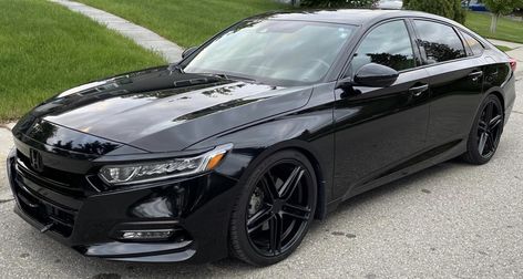 Honda Accord Sedan Honda Accord Sport Black, Blacked Out Honda Accord, Blue Honda Accord, Honda Accord Modified, Black Honda Accord, Black Honda Civic, 2020 Honda Accord, Low Cars, Honda Accord Touring