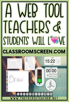 Classroomscreen.com: A Web Tool Teachers and Students will LOVE. Easy way to turn your browser into an interactive board. Digital stoplight, timer, calendar, random name picker, drawing tools, work symbols, text area, QR generator and more are all tools included in this free web tool. Symbols Text, Name Picker, Random Name, Techie Teacher, Remote Teaching, Teacher Tech, Interactive Board, Teaching Technology, Teacher Technology