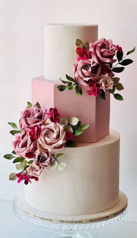 40 Eternal Elegance Wedding Cake Ideas : Shades of Pink and White Wedding Cake Pink And White Wedding Cake, Concrete Wedding Cake, Concrete Wedding, Pink And White Wedding, Artist Cake, Pretty Wedding Cakes, Pink And White Weddings, Fondant Rose, Themes Wedding