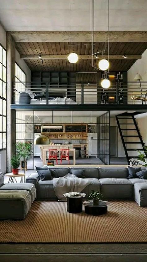 Hogar
 • estilo
 • decoración Comfy Loft Ideas, Loft Railing, Industrial Loft Design, Mezzanine Bedroom, Loft House Design, Industrial Home Design, Loft Interior Design, Interior Design Per La Casa, Loft Interiors