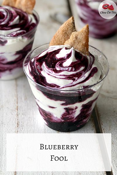 Blueberry Fool - Chew On This Blueberry Fool Recipe, Fool Recipe, Fruit Fool, Blueberry Pudding, Blueberry Delight, Jello Cups, Berries And Cream, British Desserts, Blueberry Sauce