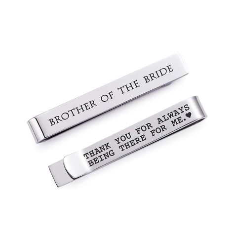 PRICES MAY VARY. This brother of the bride tie clip is great as a gift for the Brother of the Bride! It is great for Weddings! This brother of the bride tie clip is a great keepsake gift that will last forever! The tie clip is entirely made of solid Stainless Steel high polished finish and therefore won't tarnish! This tie clips are great wedding gifts for the brother of the bride. The brother of the bride tie bar is engraved with the text as pictured “BROTHER OF THE BRIDE” on the front,"THANK Y Stepfather Of The Bride Gift, Brother Of The Bride Gifts, Brother Of The Bride Gift, Groomsmen Wedding Day Gifts, Tie Clips For Men, Groomsmen Tie Clip, Gifts Brother, Brother Of The Bride, Man Of Honor