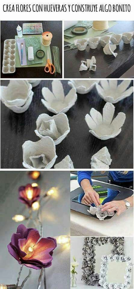 Egg Carton Art, Making Paper Flowers, Regalos Diy, Egg Carton Flowers, Diy Flores, Egg Carton Crafts, Egg Tray, Making Paper, Décor Diy