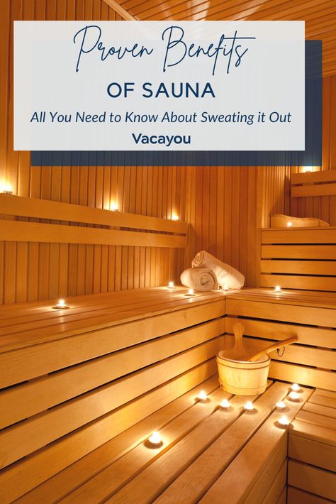 Sweat rituals such as going to sauna and a sweat lodge have been practiced for thousands of years. And for good reason. Over the years, many studies have been conducted suggesting the benefits of sauna on health and well-being. For those who question the value of sweating it out, there are numerous benefits of a sauna experience. From improving concentration levels to flushing out toxins, here are seven proven benefits of sauna. https://vacayou.com/magazine/benefits-of-sauna/ Benefits Of Sitting In A Sauna, Benefits Of The Sauna, Benefits Of Dry Sauna, Benefits Of Sauna Use, Benefits Of A Sauna, Dry Sauna Benefits, Benefits Of Sauna After Workout, Health Benefits Of Sauna, Sauna Decor