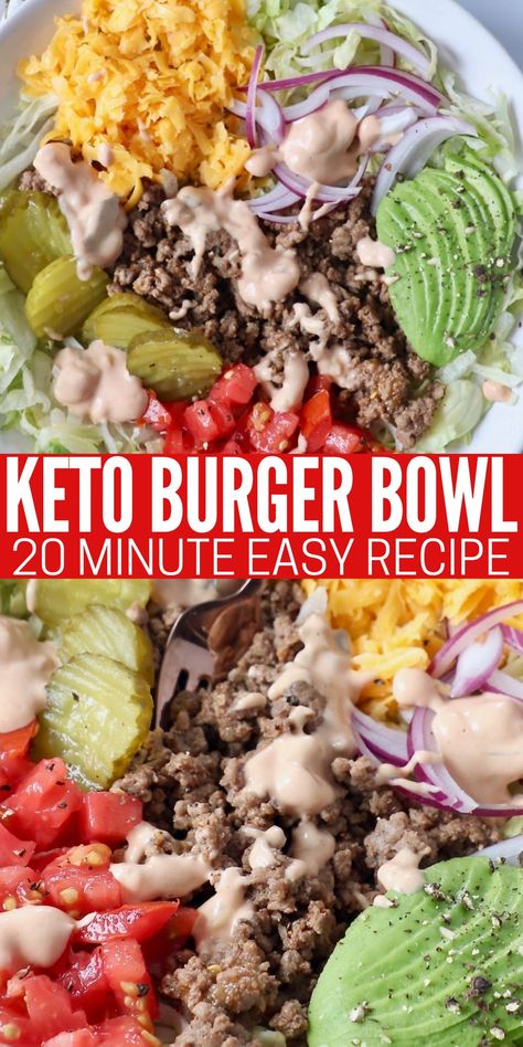 The Best Cheeseburger, Burger In A Bowl, Protein Burger, Healthy Hamburger, Burger Bowl, Low Carb Burger, Keto Burger, Low Carb Low Fat Recipes, Losing 40 Pounds