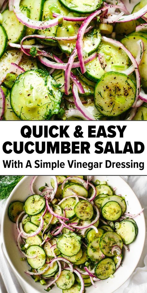 Easy cucumber salad recipe Paleo Cucumber Salad, Healthy Cucumber Salad, Cucumber Salad Dressing, Sugar Free Eating, Easy Cucumber Salad, Cucumber Salad Recipe, Delicious Dips Recipes, Fresh Salad Recipes, Cucumber Recipes Salad