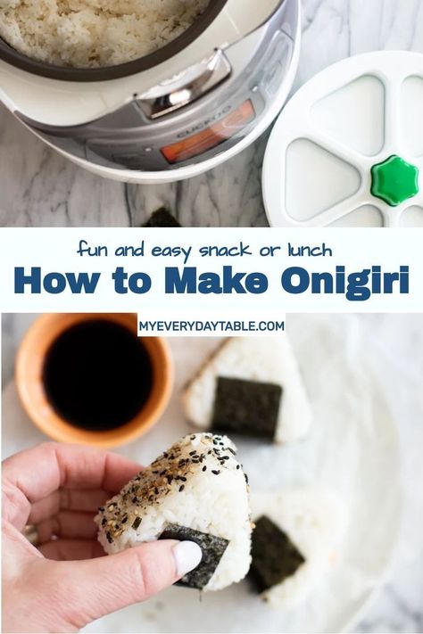 Learn how to make rice balls! Onigiri may look overwhelming, but it’s actually pretty simple. With the right ingredients and a few tools - they are easy! Japanese rice balls are a quick snack to take on-the-go, or you can make them for your kids for lunch. This recipe is a great way to use up extra sticky rice! Rice Balls Onigiri, Onigiri Filling, Quick School Lunches, Japanese Rice Balls, Rice Snacks, Flavorful Vegetables, Protein Packed Snacks, Rice Ball, How To Make Sushi