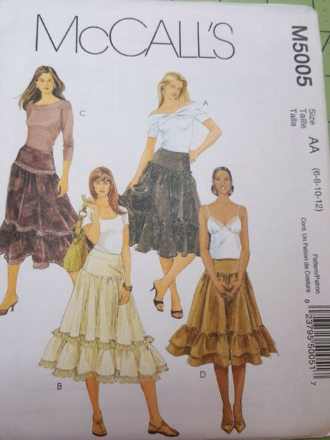 Ruffled Skirt Pattern, Tiered Skirt Pattern, Ruffle Skirt Pattern, Vintage Clothes Patterns, Sewing Patterns Skirt, Ruffles Skirt, Ruffle Skirts, Vest Sewing Pattern, Pattern Skirt