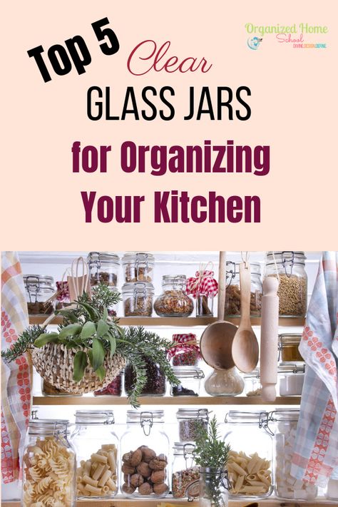 Clear glass jars make the perfect storage containers for kitchens (and really any room, for that matter!). This is because they allow you to store practically anything inside of them while blending in perfectly with the rest of your kitchen. Check out my Top 5 picks for organizing your kitchen with clear glass jars. Organized Homeschool, Juice Jar, Kitchen Shelves Organization, Rustic Apartment, Housekeeping Tips, Small Kitchen Organization, Organized Home, Diy Kitchen Storage, Organized Mom