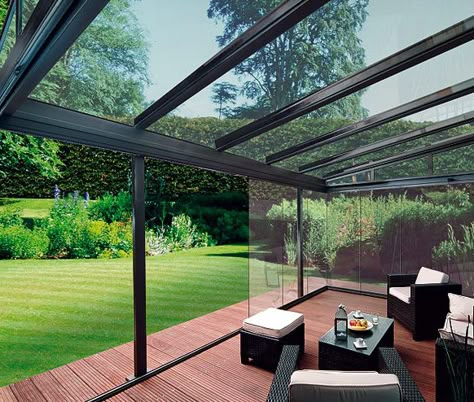 Glass Patio Rooms from Weinor - Glasoase Canopy Glass, Pergola Diy, Backyard Canopy, Building A Porch, Rooftop Design, Glass Room, Deck With Pergola, Glass Walls, Patio Roof