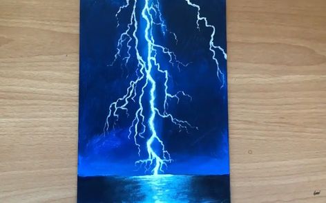 How To Paint Lightning: 10 Amazing and Easy Tutorials! Acrylic Painting Ideas Lightning, How To Paint Lightning Acrylic, Easy Lightning Painting, Lightning Painting Ideas, Lightning Painting Tutorial, Lightning Painting Acrylic, How To Paint Lightning, Painting Ideas Lightning, Electricity Painting