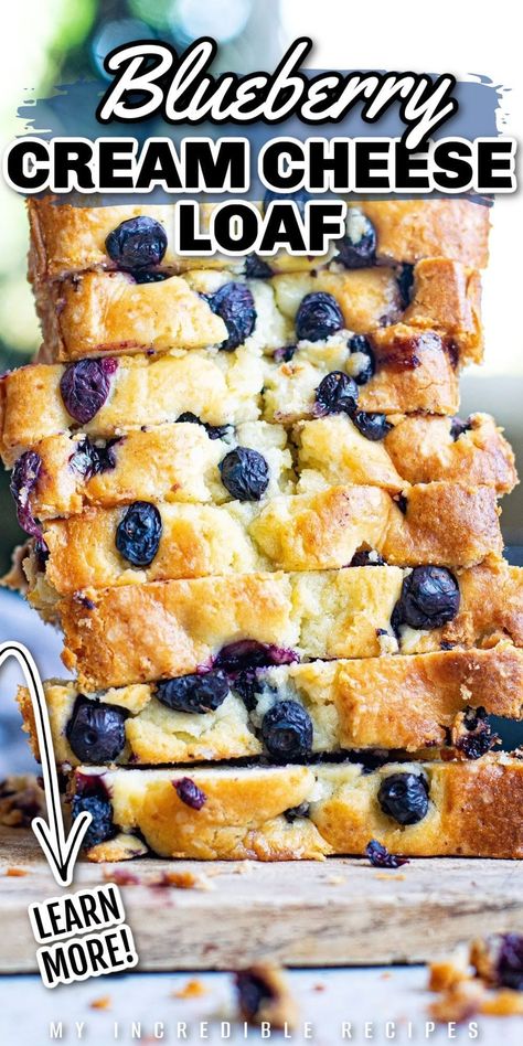 Blueberry Bread Recipe Moist, Blueberry Cream Cheese Loaf, Blueberry And Cream Cheese, Cream Cheese Loaf, Cheese Loaf, Dessert Loaf, Blueberry Loaf Cakes, Blueberry Desserts Recipes, Cream Cheese Bread