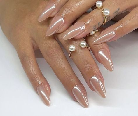 Chrome Nude Nails, Nails And Rings, Classy Acrylic Nails, Soft Nails, Laugh Out Loud, Neutral Nails, Bridal Nails, Minimalist Nails, Fire Nails