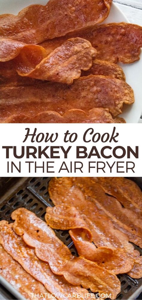 Air Fryer Turkey Bacon, Air Fried Turkey, Bacon In The Air Fryer, How To Cook Turkey, Cooking Turkey Bacon, Air Fryer Turkey, Cook Turkey, Butterball Turkey, The Best Air Fryer