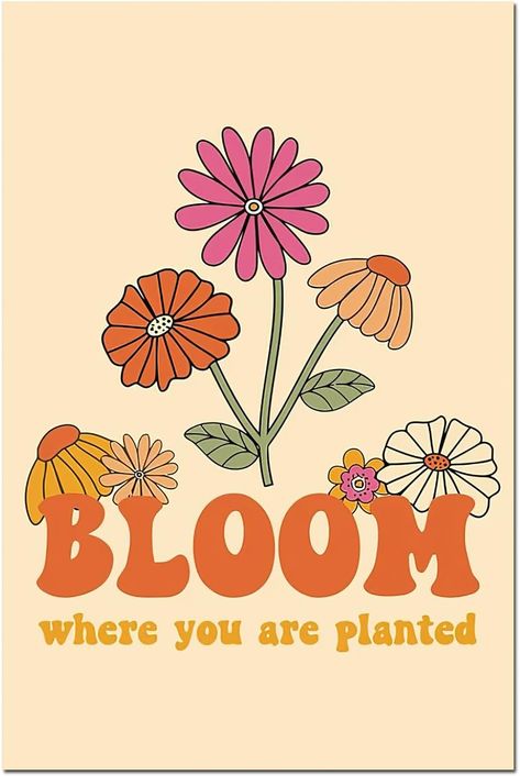 Cute Boho Posters, Boho Vibes Aesthetic Wallpaper, Groovy Vibes Aesthetic, Aesthetic Boho Posters, Bloom Where You Are Planted Wallpaper, Aesthetic Classroom Posters, Retro Groovy Wallpaper Aesthetic, Cute Boho Wallpaper Iphone, Hippy Aesthetic Wallpaper