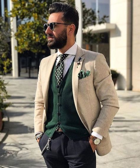 #tbdeyewear #thebespokedudeseyewear #dandy #style #elegance #turkey #menstyle #menswear #sprezzatura #gunesgozlugu (at Istanbul, Turkey) Beige Suit Men Color Combinations, Green Vest Outfit Men, Vest Coat For Men, Beige Suit Men, Green Vest Outfit, Vest Outfits Men, Beige Suit, Dandy Style, Dress Better