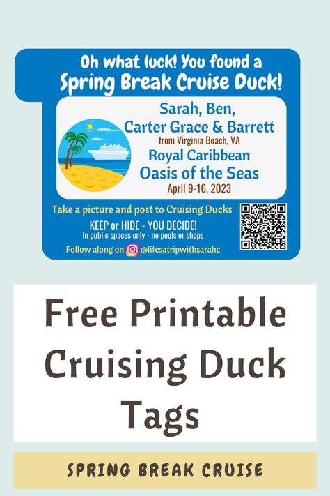 Cruise Ducks Tags Free, Cruise Duck Tags Printable Free, Cruising Ducks Tags Printable Free, Cruise Duck Tags Printable, Free Printable Tags Templates, Cruising Duck Tags, Cruise Ducks, Diy Mosquito Repellent, Spring Break Cruise